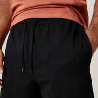 Shorts gerade Fitness Essentials Baumwolle mit Tasche Herren schwarz 