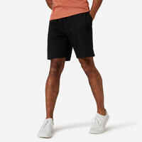 מכנסי ספורט קצרים מכותנה בגזרה ישרה עם כיס, קולקציית Essentials לגברים - שחור