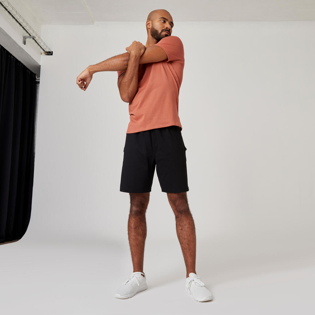 Men's Fitness Shorts 500 Essentials - Burgundy Red