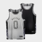 Men's Reversible Sleeveless Basketball T-Shirt/Jersey T500R - Grey/Black/Buzzer