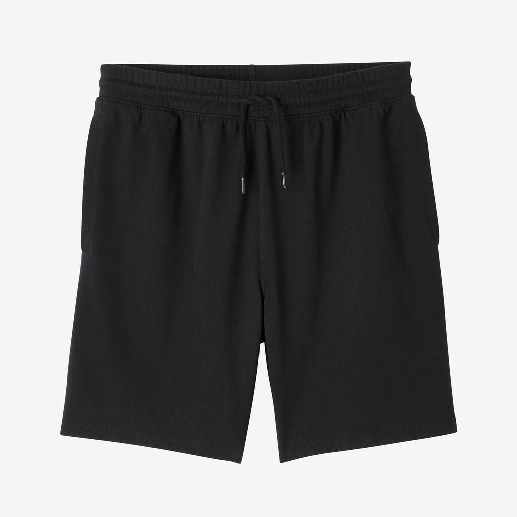 Pantaloneta de fitness con bolsillos para Hombre Domyos 500 negro