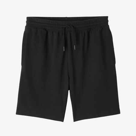 Shorts gerade Fitness Essentials Baumwolle mit Tasche Herren schwarz 