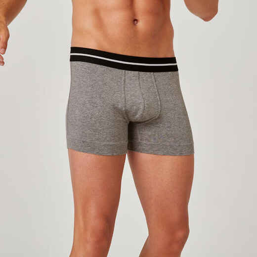 
      Men's Cotton-Rich Fitness Boxer Shorts 520 - Grey
  