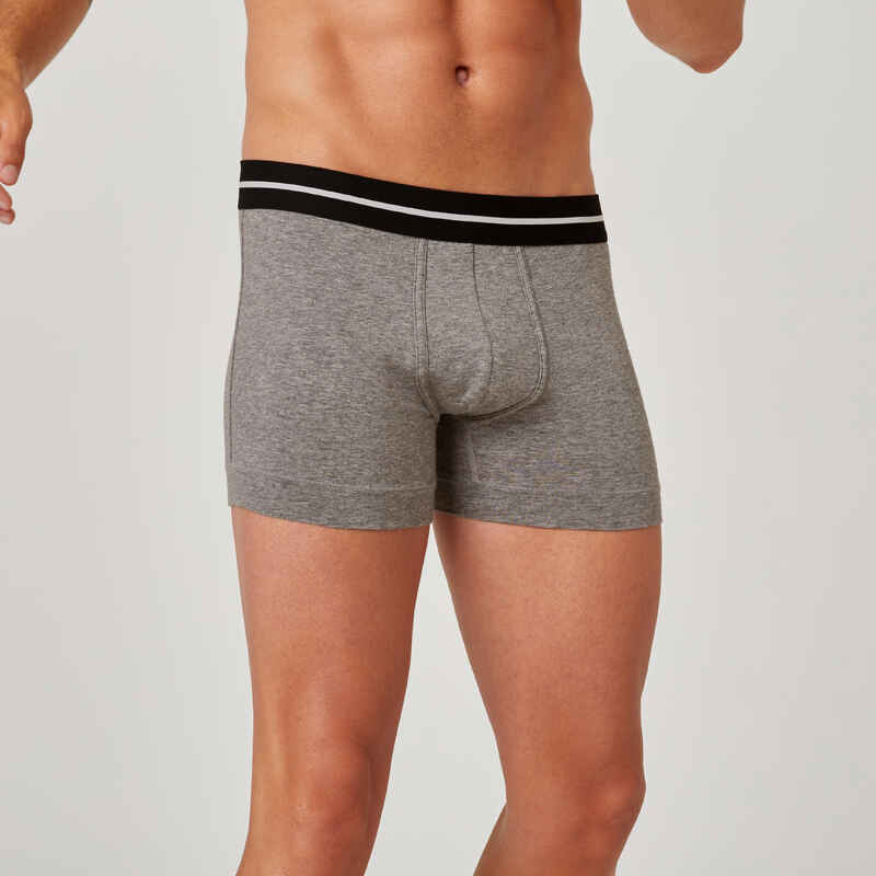 Men's Cotton-Rich Fitness Boxer Shorts 520 - Grey