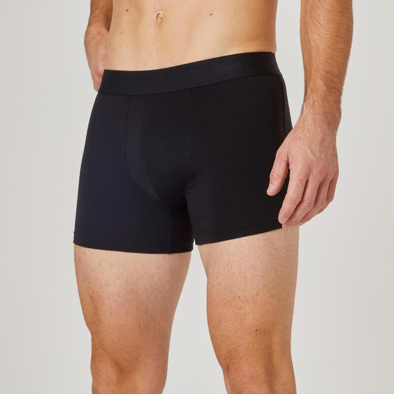 Boxershorts Herren 3er-Pack - 500 schwarz/grau 