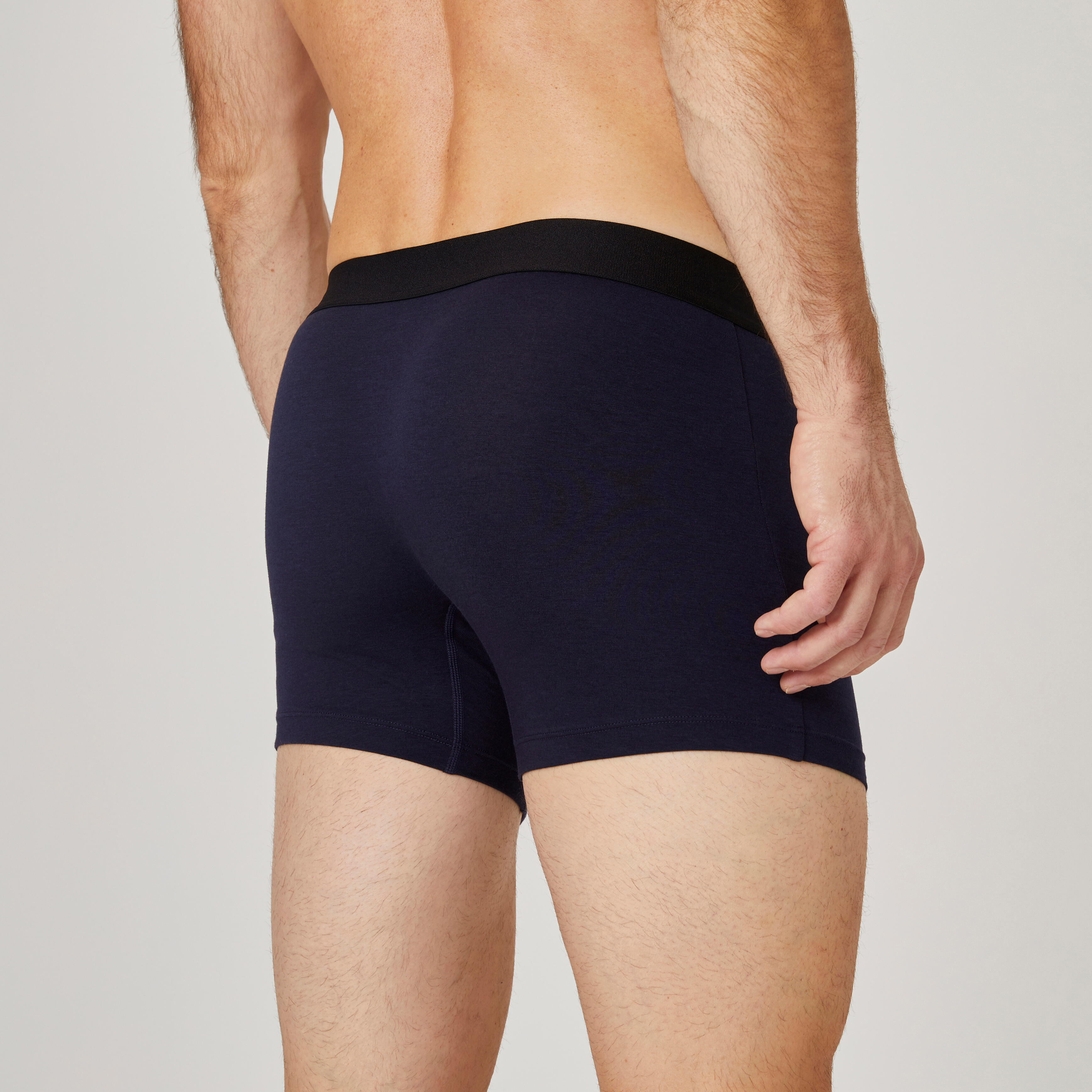 Men's Cotton Boxer Shorts 3 Pack Black/Grey/Navy