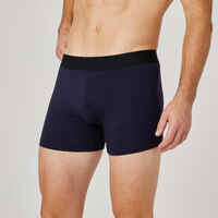 Men's Fitness Boxer Shorts 500 Tri-Pack - Black/Grey/Navy Blue