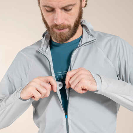 MEN'S TRAIL RUNNING LONG-SLEEVED WINDPROOF JACKET - GREY