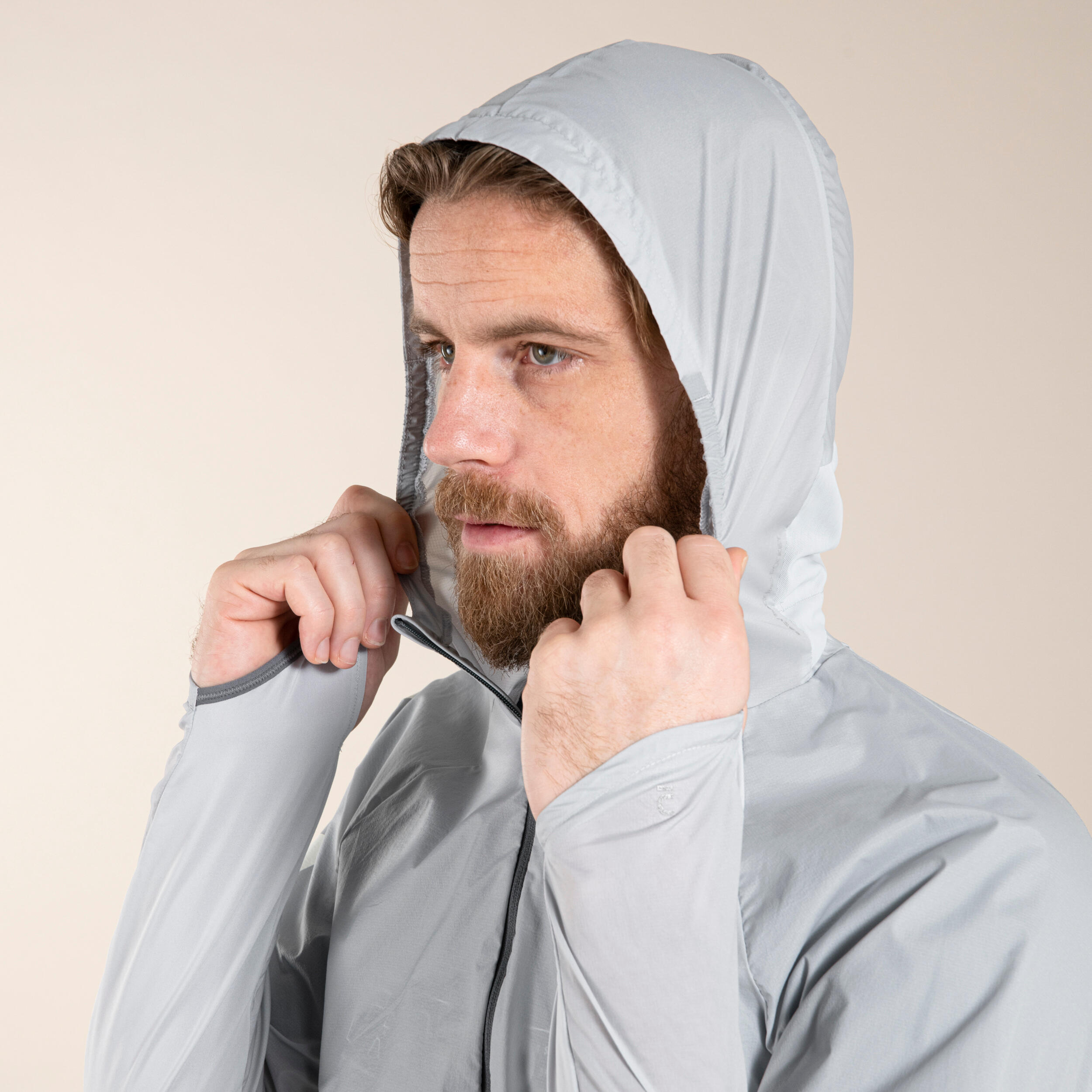 Men's Trail Running Windproof Jacket - Grey