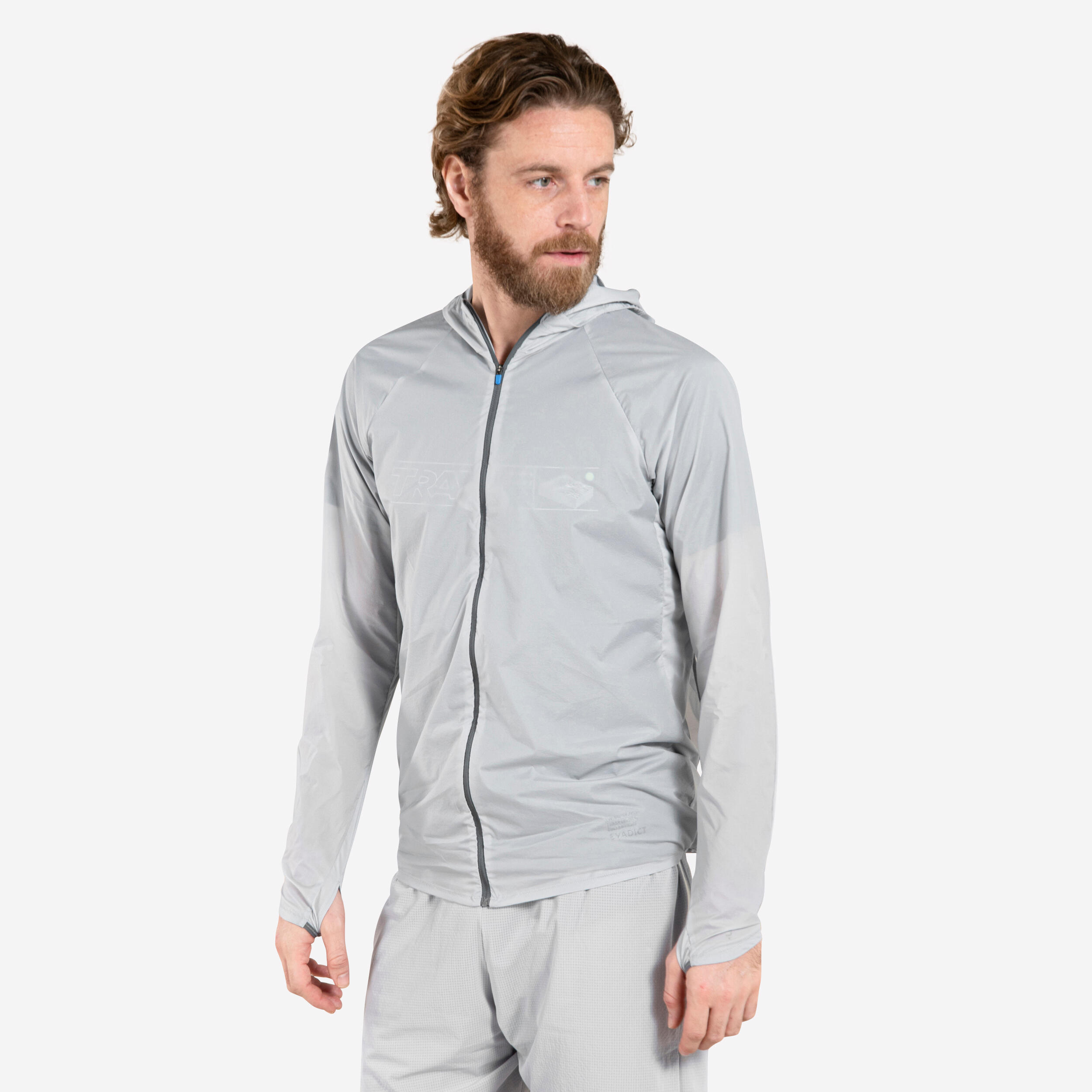 Men s Running Trail Running Windproof Jacket KIPRUN Run 900 Wind Grey