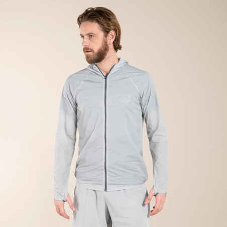 Chaqueta Impermeable Running Kalenji Trail Hombre Gris/Azul