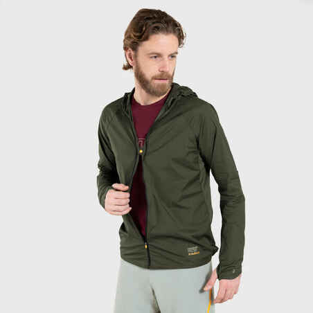 MEN'S LONG-SLEEVED WINDPROOF TRAIL RUNNING JACKET - KHAKI