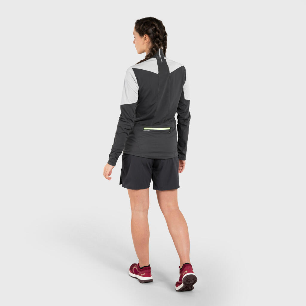 Softshell-Laufshirt langarm Trail Damen grau