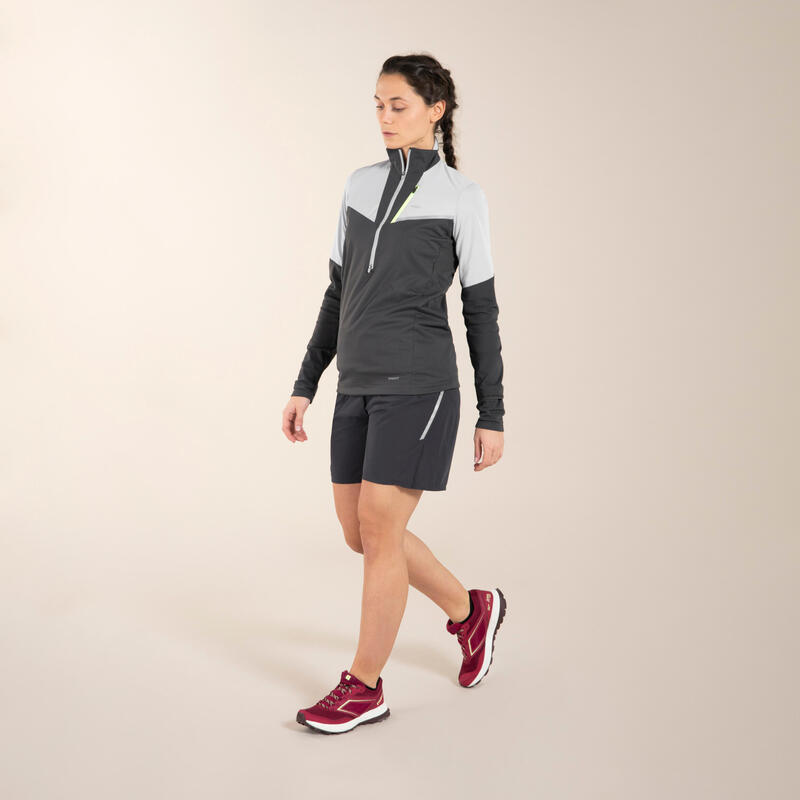 Maglia manica lunga trail donna SOFTSHELL grigia