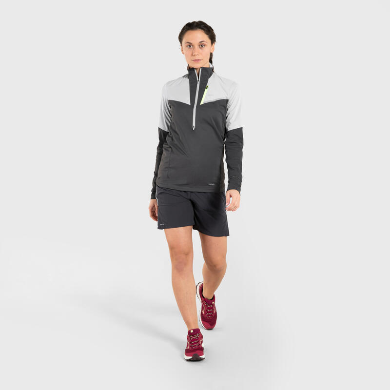 Maillot chaud femme avec col zippé pour le trail running
