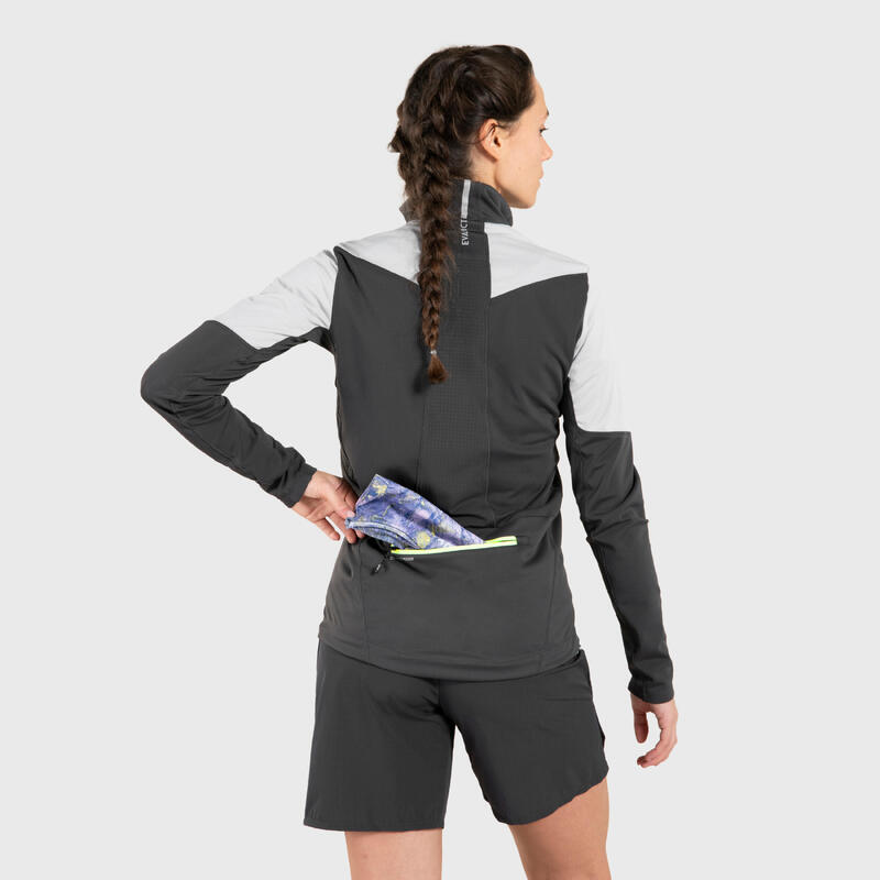 WOMEN'S TRAIL RUNNING LONGSLEEVED SOFTSHELL JERSEY GREY EVADICT