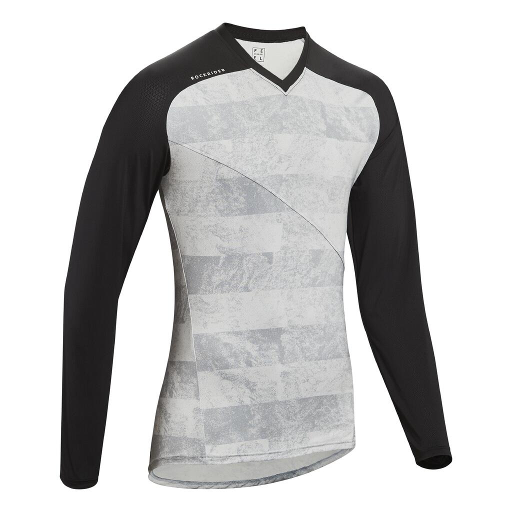 Jersey ciclismo mtb hombre rockrider Feel All Mountain manga larga gris - negro