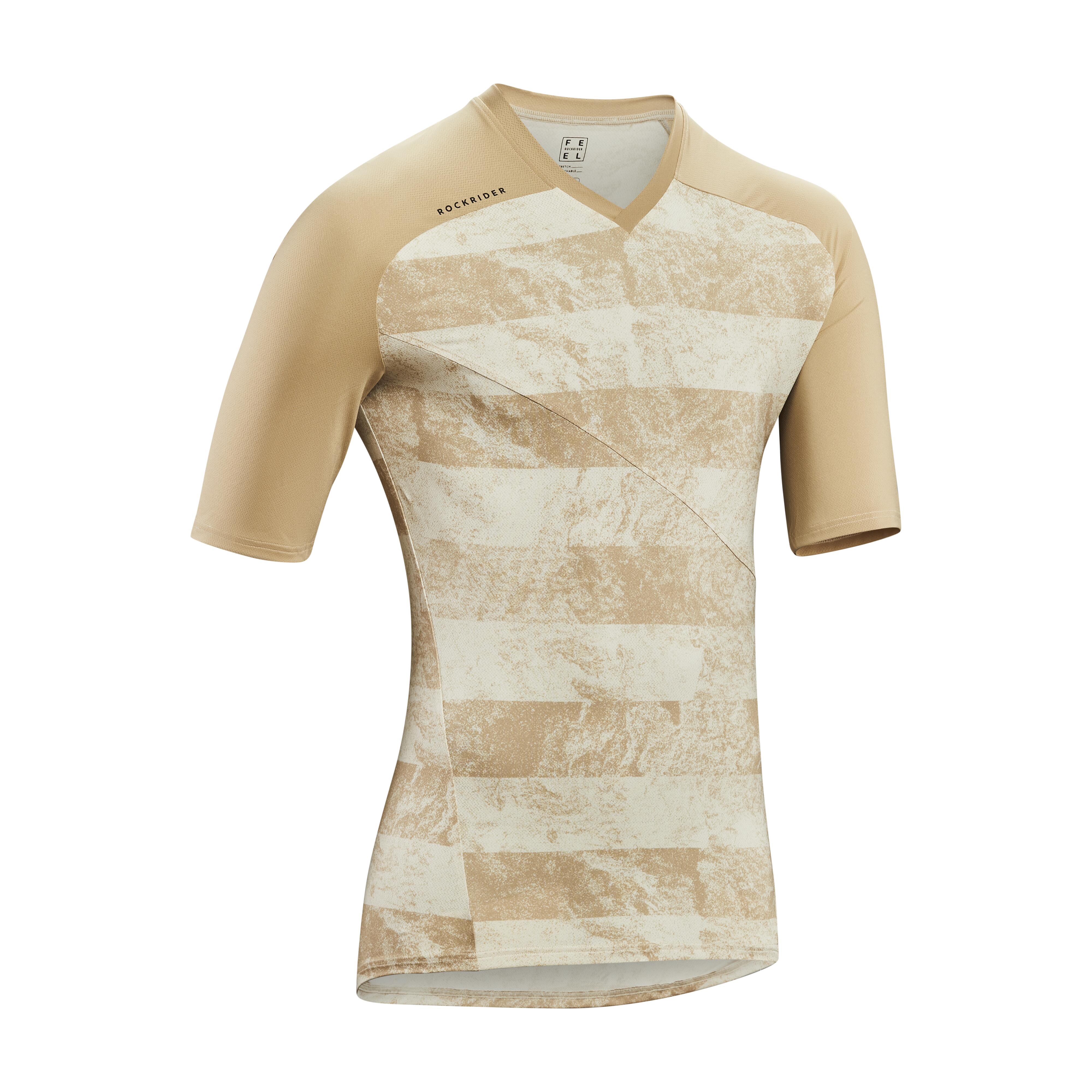 Maillot ciclismo MTB manga corta hombre Rockrider Feel AM beige Decathlon