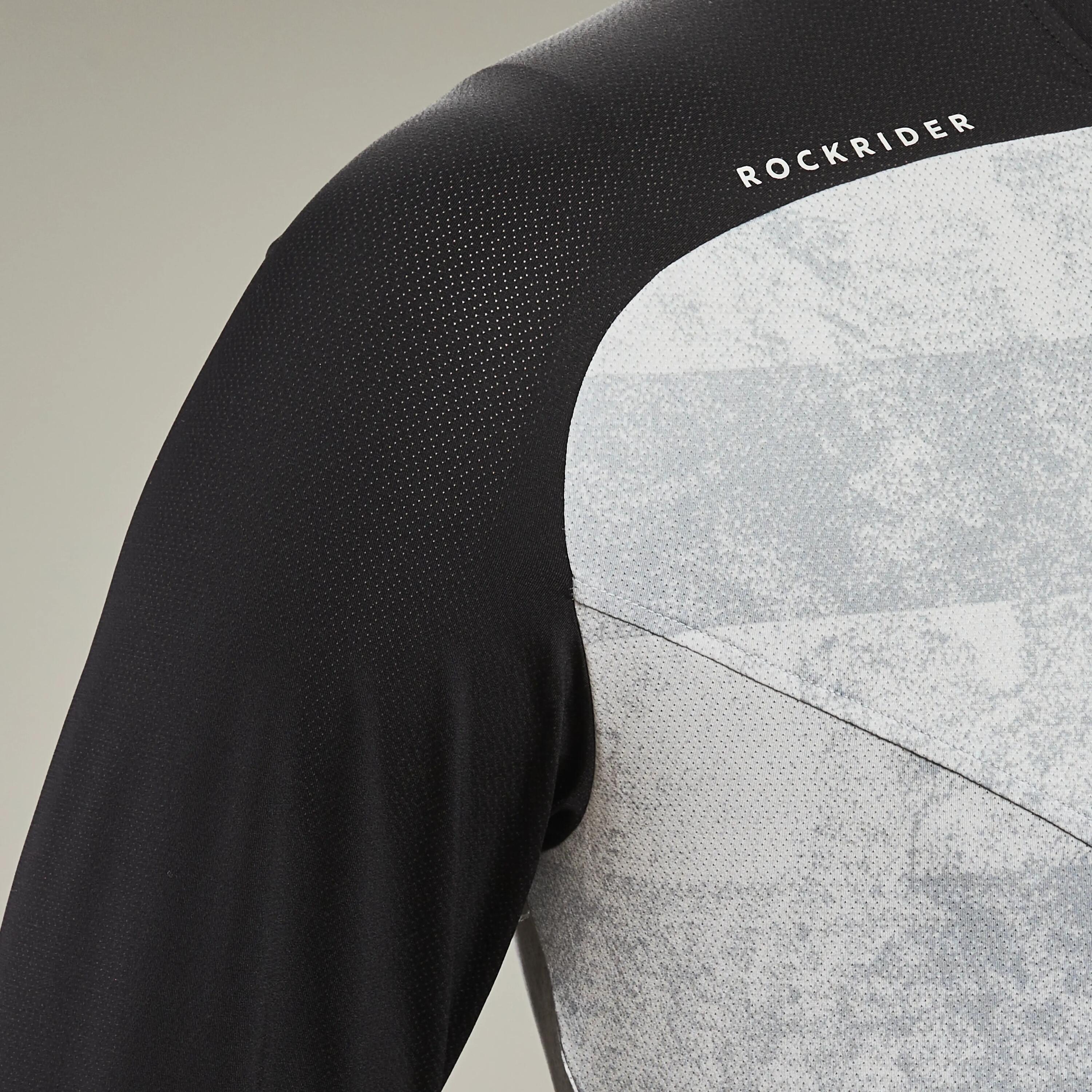 Jersey ciclismo mtb hombre rockrider Feel All Mountain manga larga gris - negro 4/5