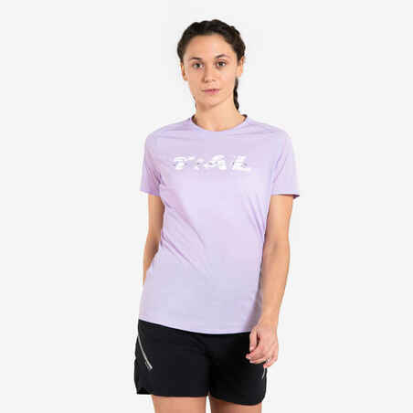 Moteriški bėgimo bekele marškinėliai „Graph“ trumpomis rankovėmis, alyviniai