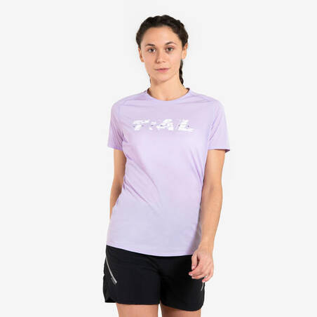 T-SHIRT WANITA LENGAN PENDEK LARI TRAIL-POLA/UNGU