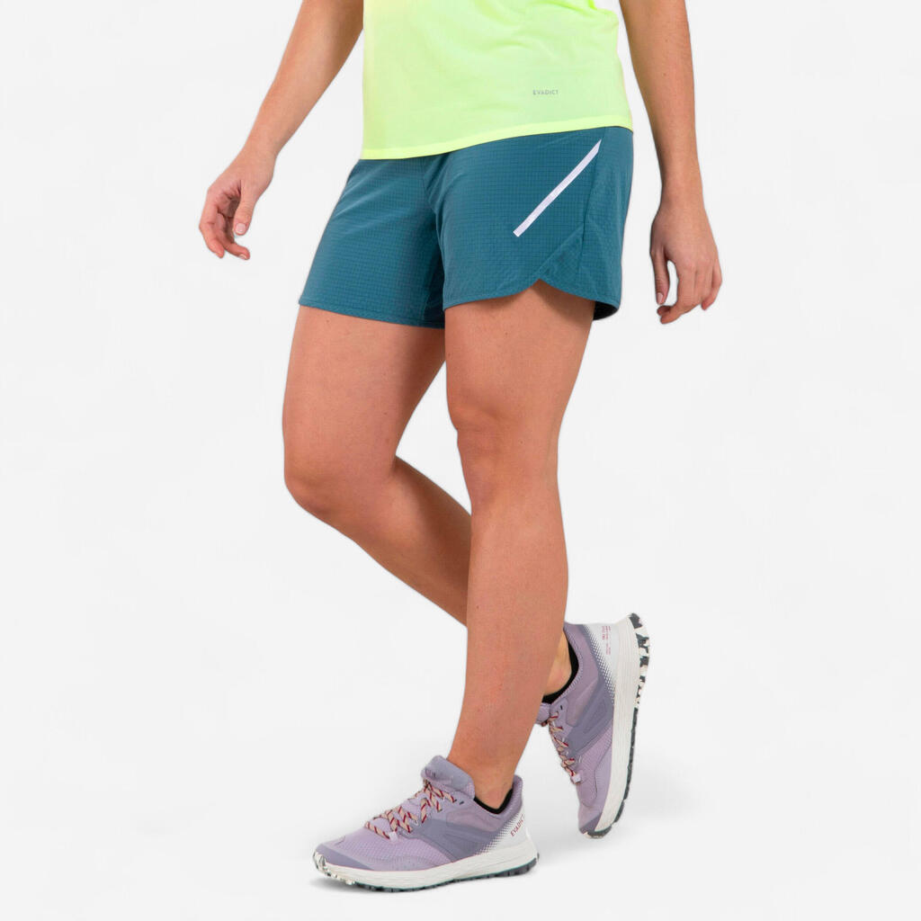 Short baggy de trail running azul para mujer