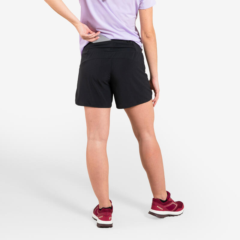 Laufshorts Baggy Damen Trail - schwarz