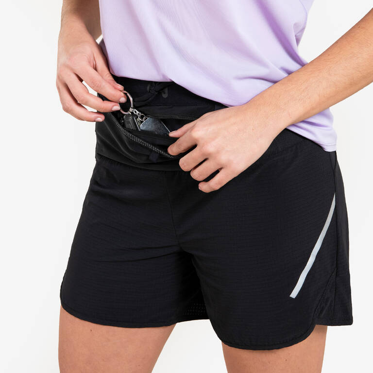 WOMEN'S TRAIL RUNNING BAGGY SHORTS - BLACK