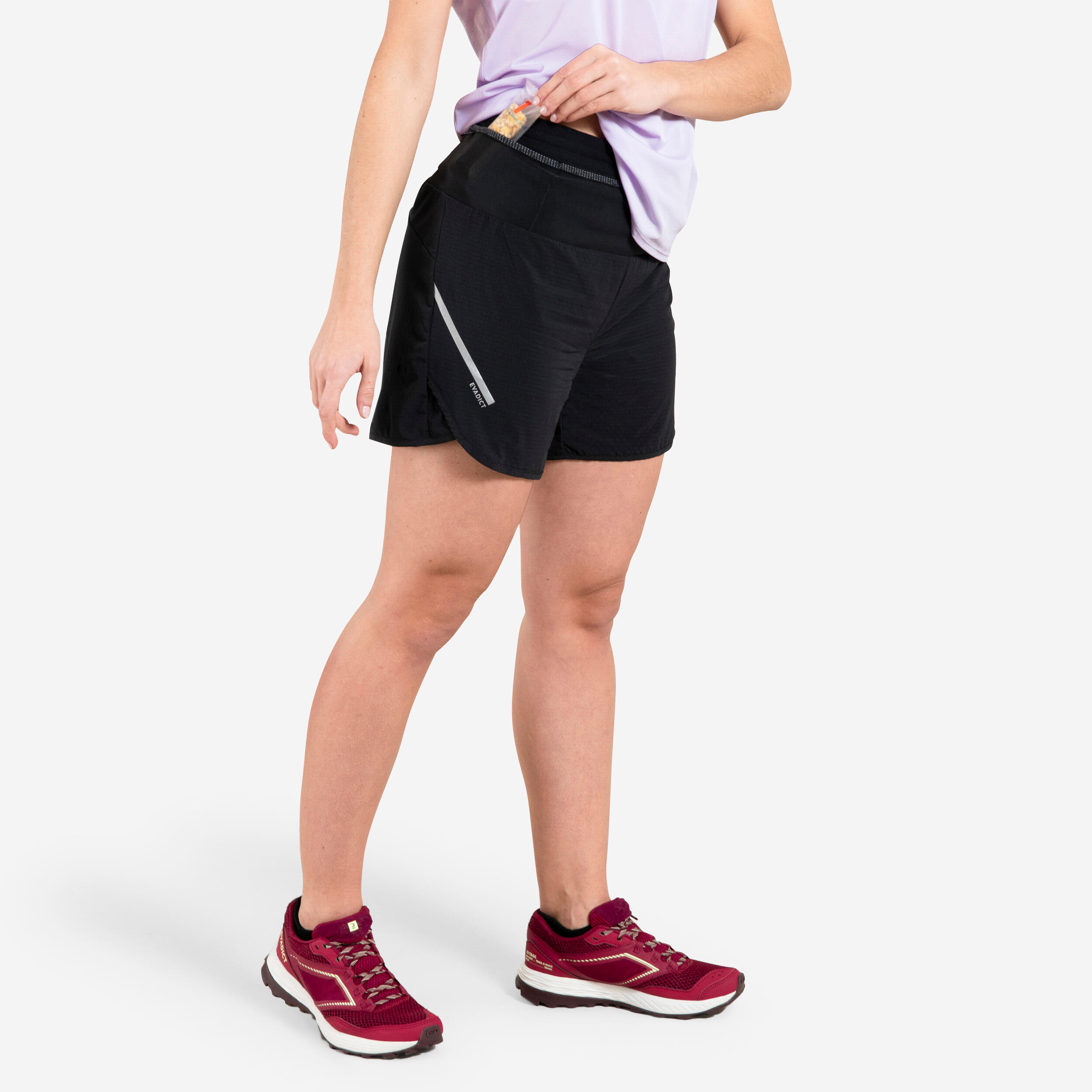 Short de course ample femme - noir - KIPRUN