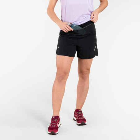 Pantalón corto trail running holgado Mujer negro