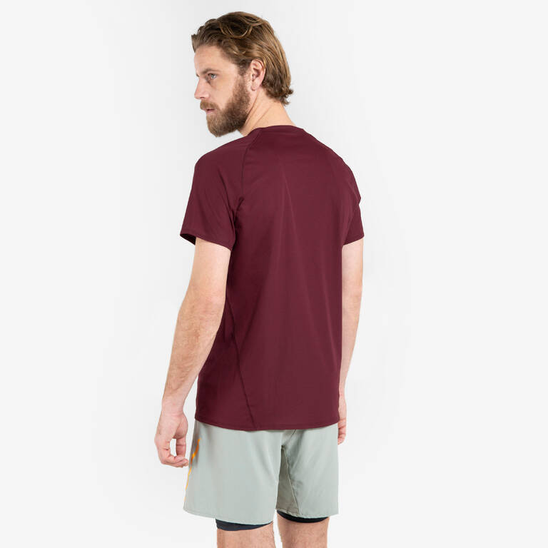 T-SHIRT LENGAN PENDEK LARI TRAIL PRIA - GRAPH/BURGUNDY