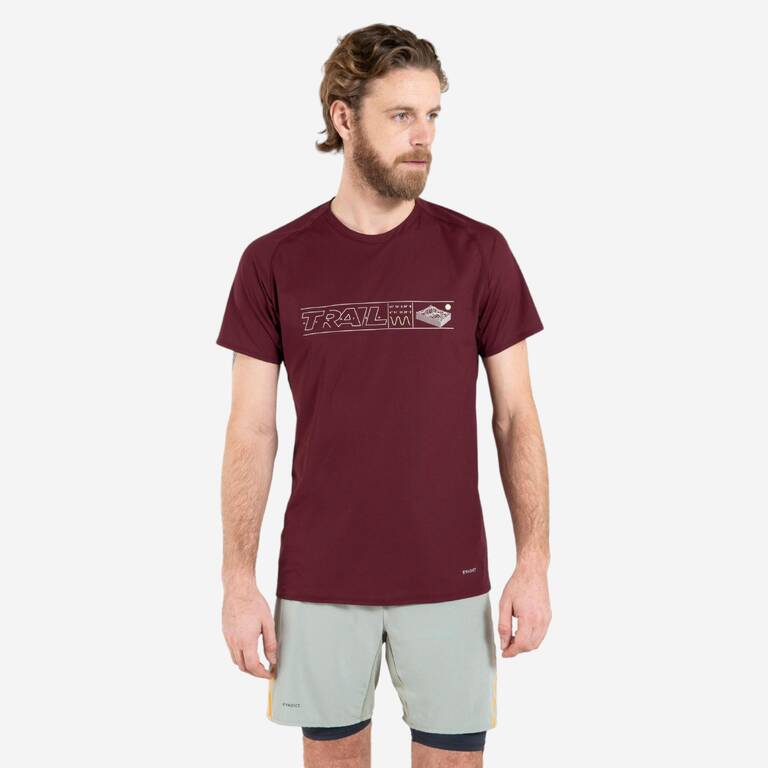 T-SHIRT LENGAN PENDEK LARI TRAIL PRIA - GRAPH/BURGUNDY