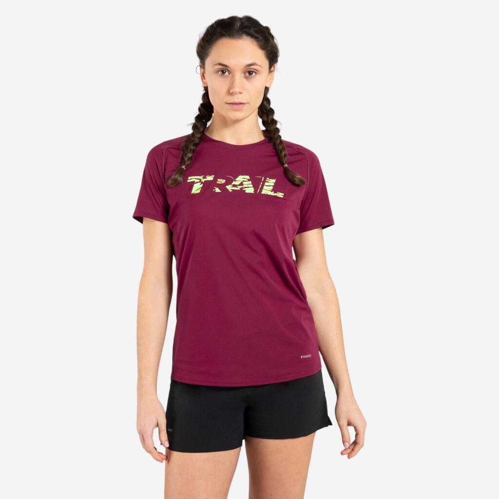 TEE SHIRT DE TRAIL RUNNING MANCHES COURTES GRAPH FEMME FRAMBOISE