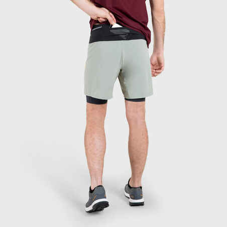 MEN'S COMFORT TRAIL RUNNING TIGHT SHORTS - KHAKI