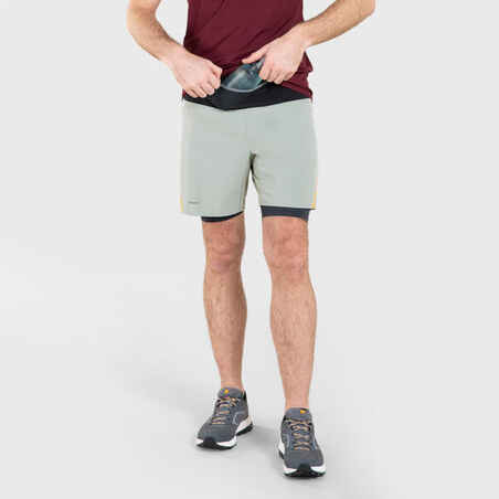 MEN'S COMFORT TRAIL RUNNING TIGHT SHORTS - KHAKI