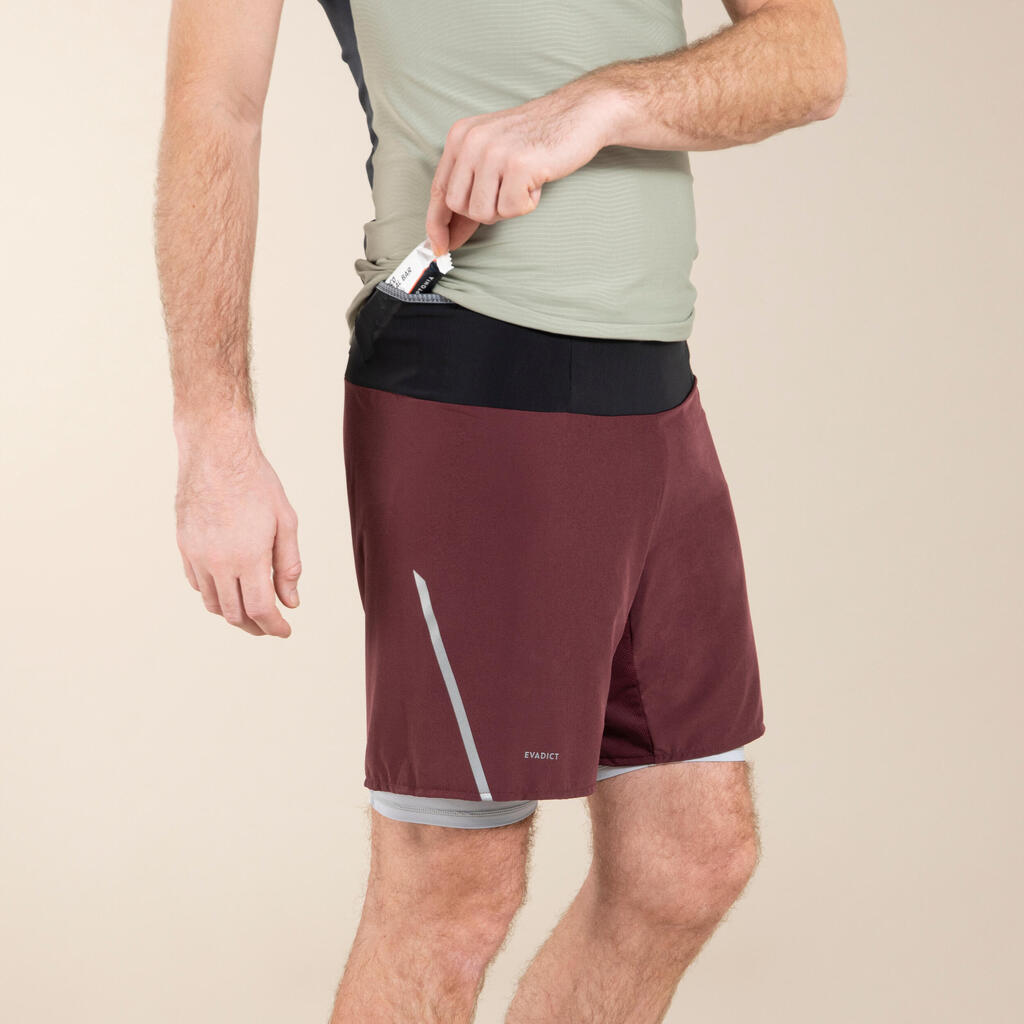 ŠORTS ZA TRAIL TRČANJE COMFORT MUŠKI - BORDO