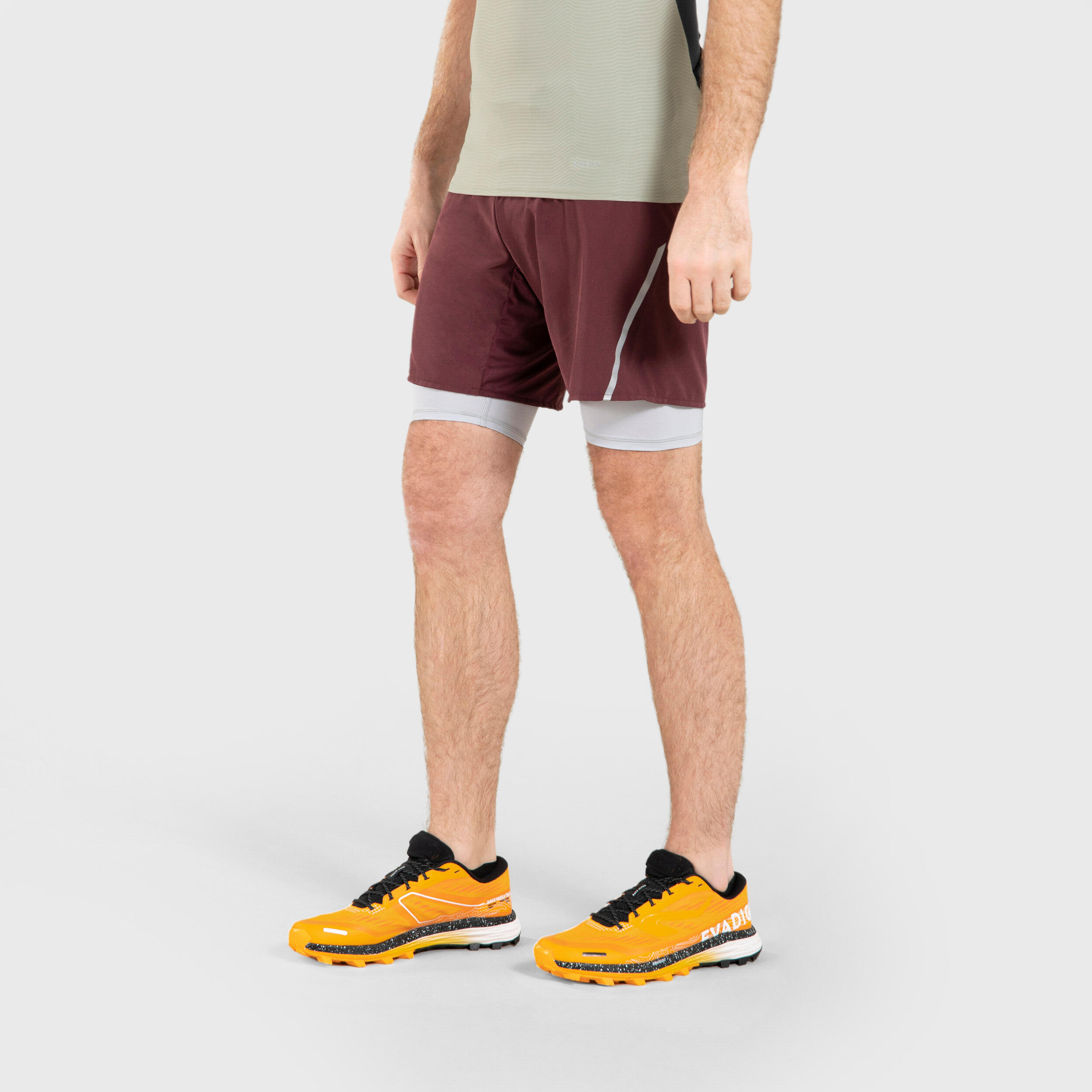 MEN'S TRAIL RUNNING TIGHT SHORTS COMFORT - BURGUNDY 4/10