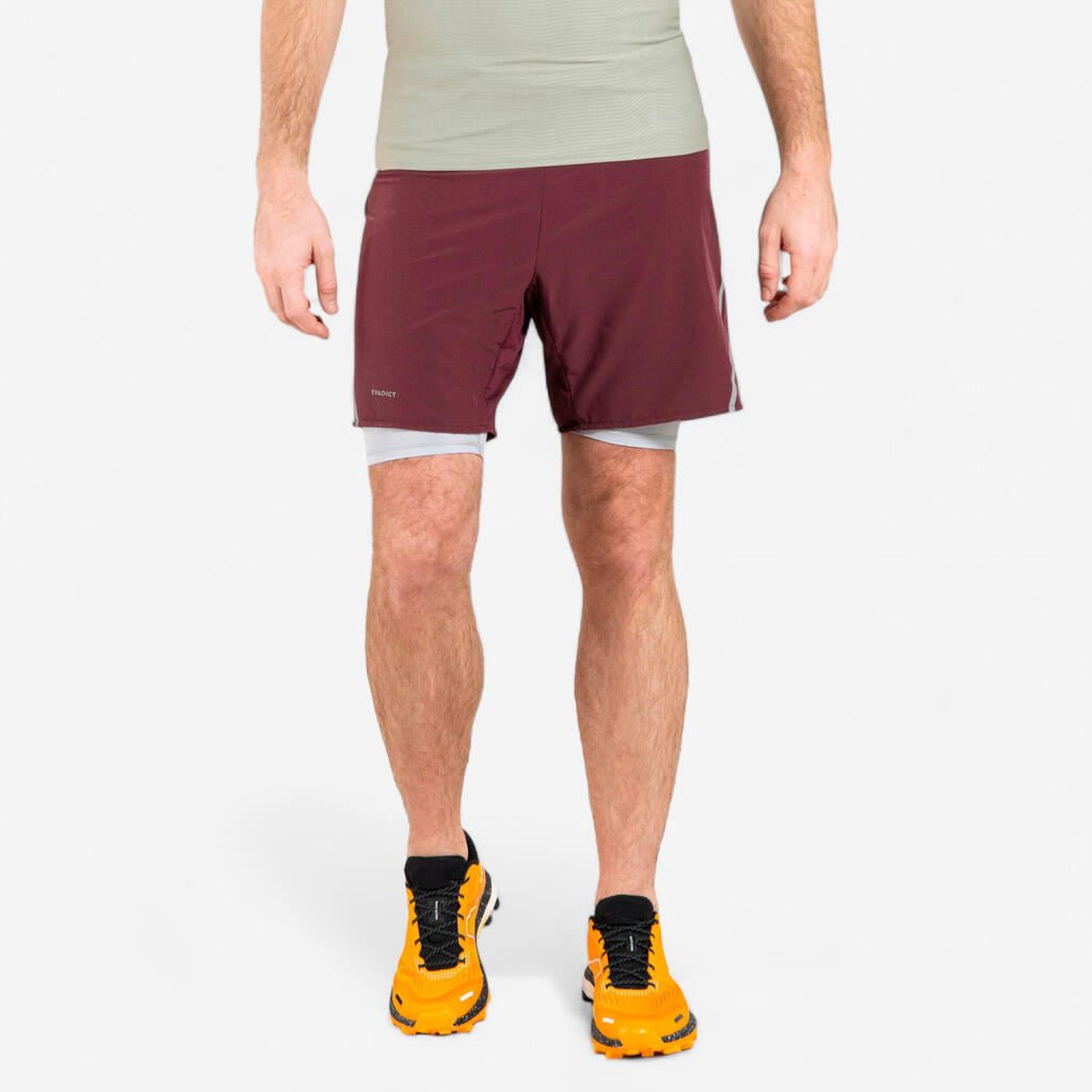 ŠORTS ZA TRAIL TRČANJE COMFORT MUŠKI - BORDO