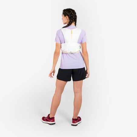 CAMISETA TRAIL RUNNING MUJER LILA ESTAMPADO MANGA CORTA