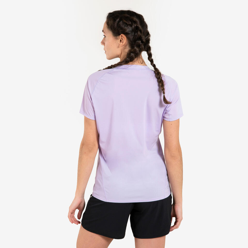 WOMEN'S SHORT-SLEEVED TRAIL RUNNING T-SHIRT GRAPH-RASPBERRY