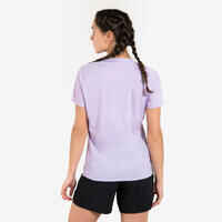 CAMISETA TRAIL RUNNING MUJER LILA ESTAMPADO MANGA CORTA