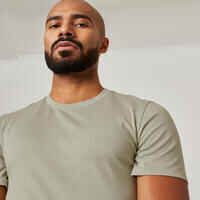 Men's Slim-Fit Fitness T-Shirt 500 - Sage Grey