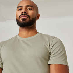 Men's Slim-Fit Fitness T-Shirt 500 - Sage Grey