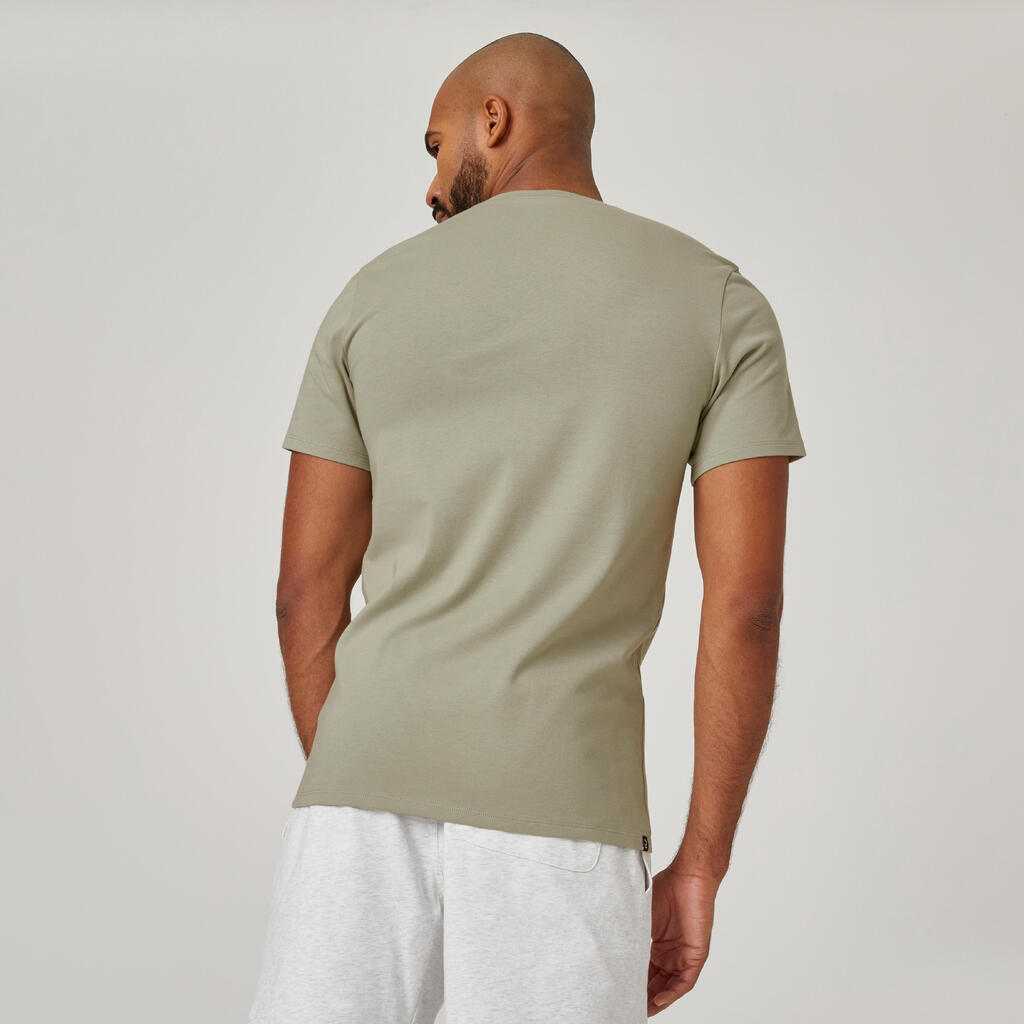 Men's Slim-Fit Fitness T-Shirt 500 - Cypress Green