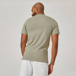 Men's Slim-Fit Fitness T-Shirt 500 - Sage Grey