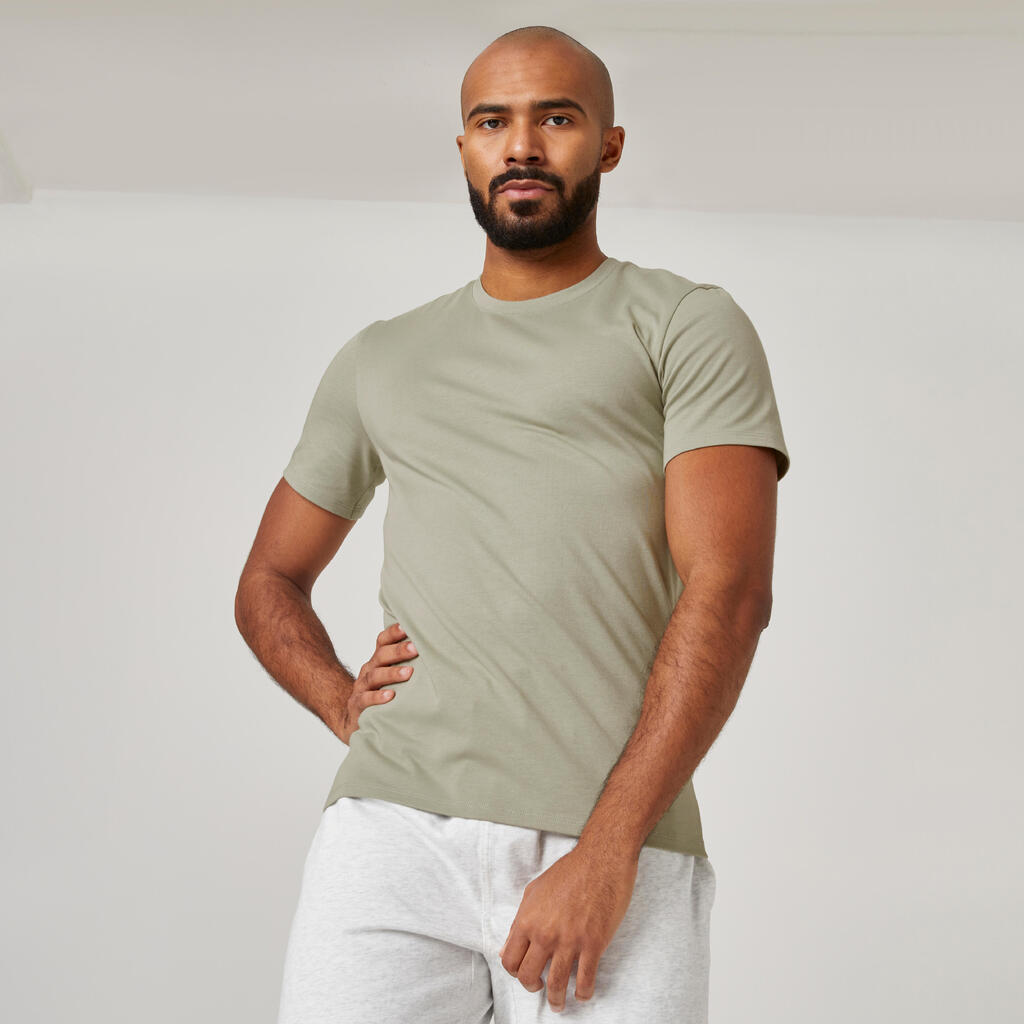 Men's Slim-Fit Fitness T-Shirt 500 - Cypress Green