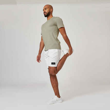 Men's Slim-Fit Fitness T-Shirt 500 - Sage Grey