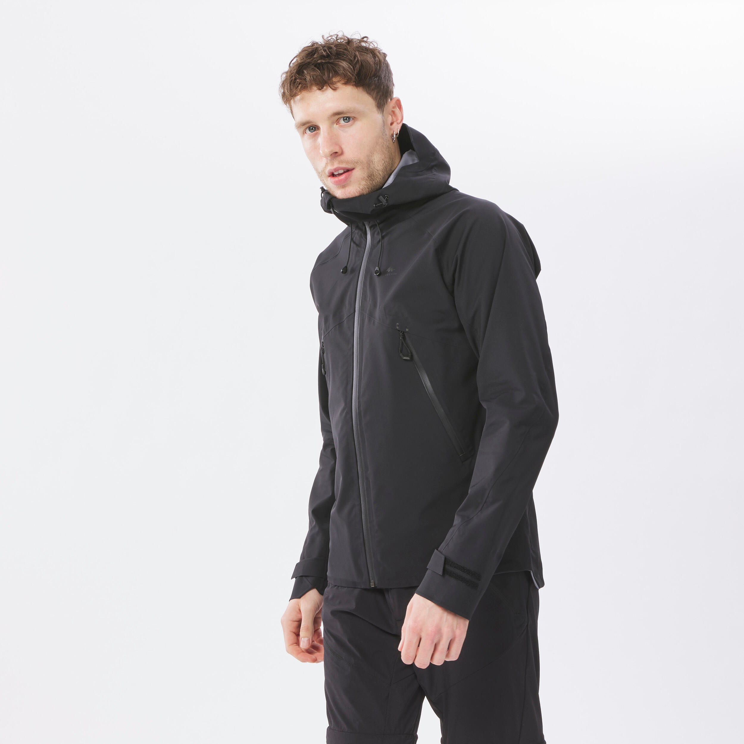 Men’s waterproof mountain hiking jacket, MH500 - Black