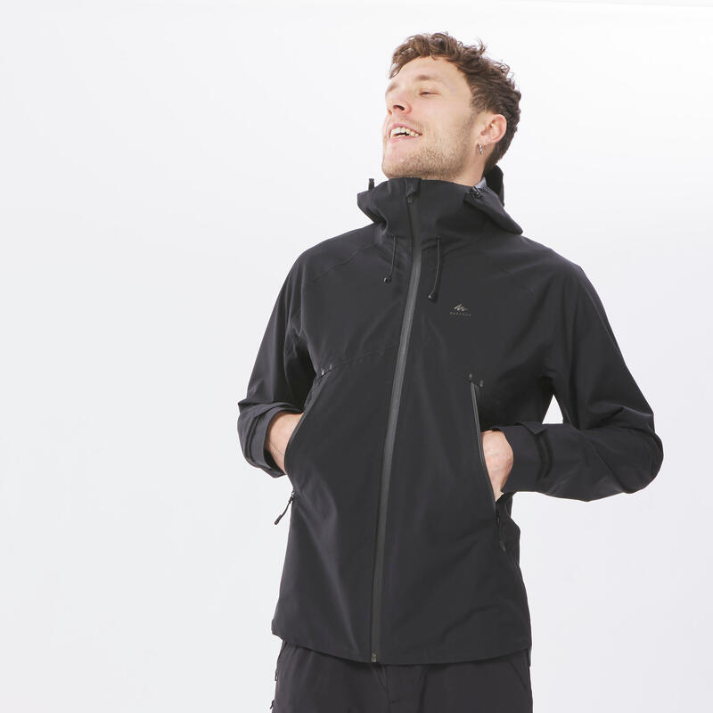 Wanderjacke Herren wasserdicht leicht - MH500 schwarz 