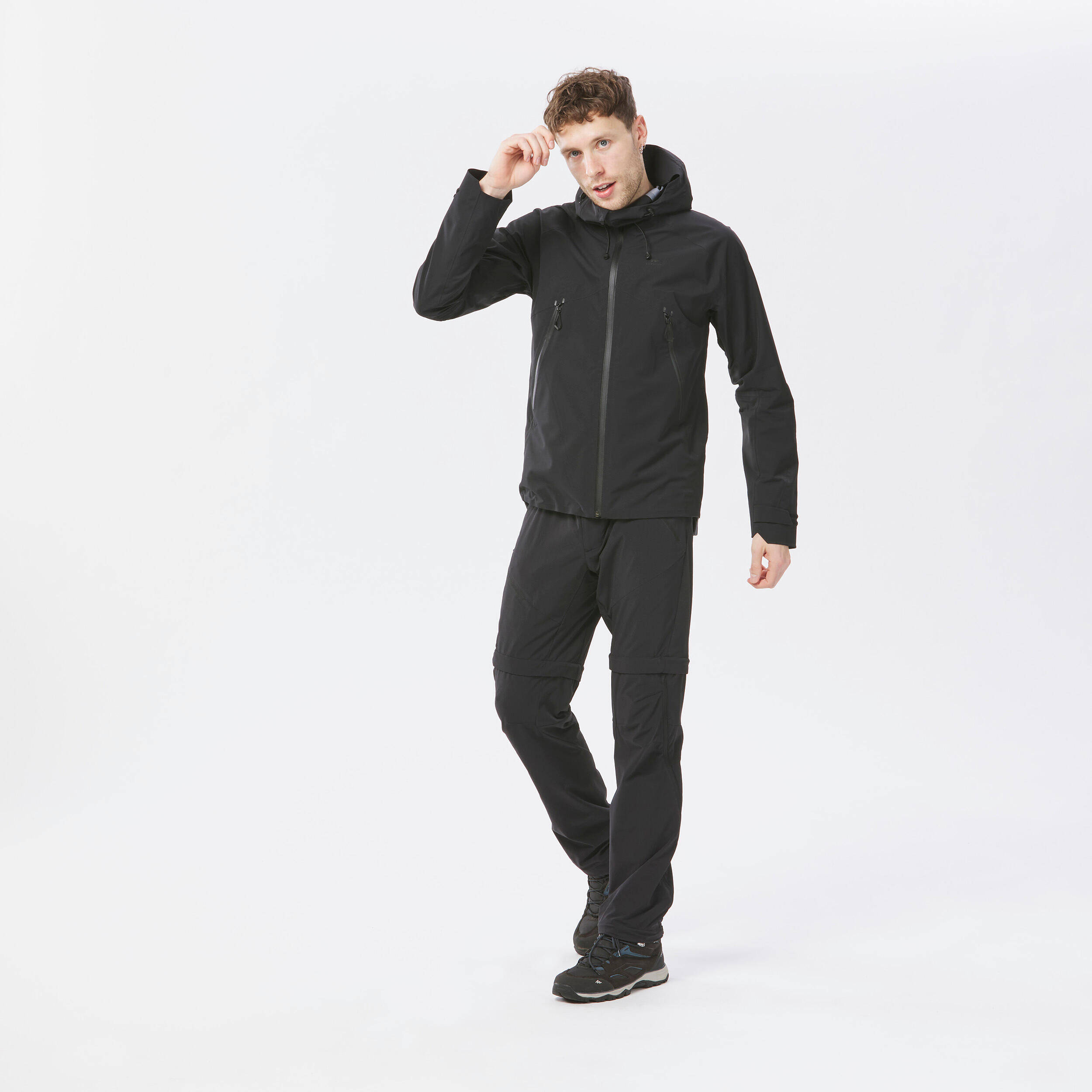 Men’s waterproof mountain hiking jacket, MH500 - Black -  3